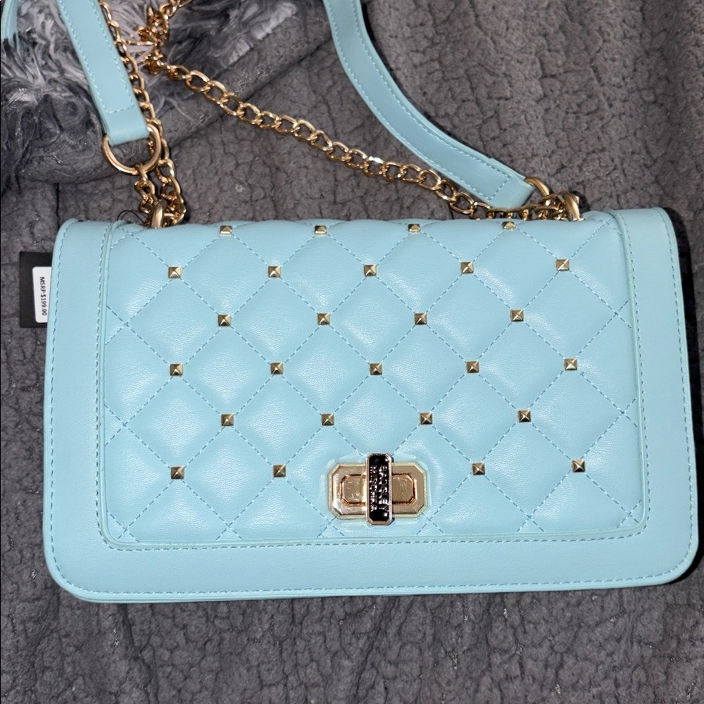 Badgley Mischka Light Blue Quilted Crossbody Bag